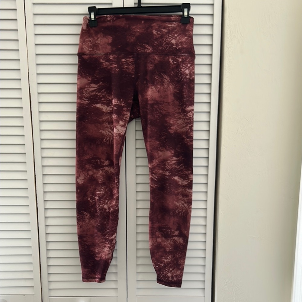 Maroon Tie-Dye Activewear Leggings